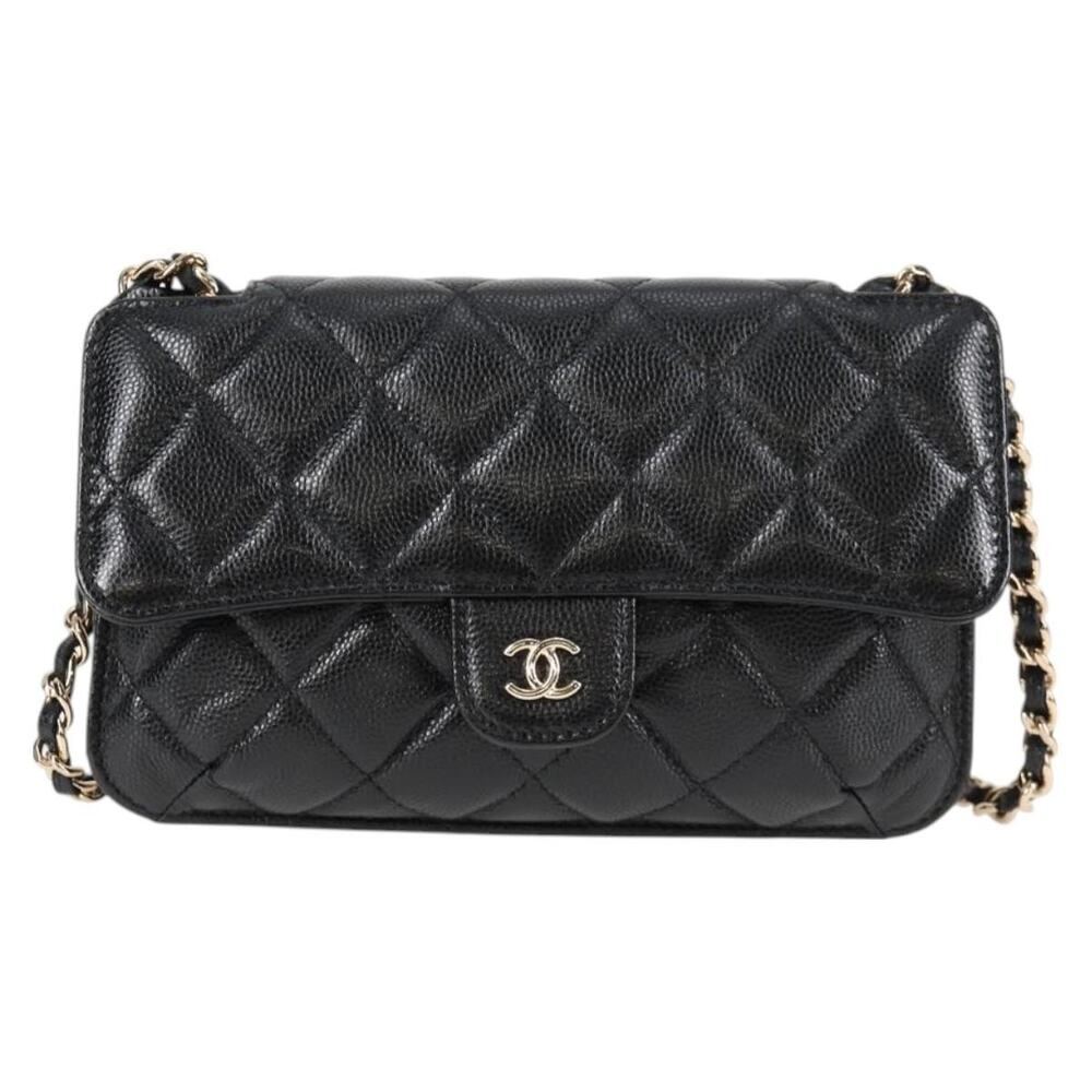 Chanel Matelasse Chain Shoulder Bag Caviar Skin Black